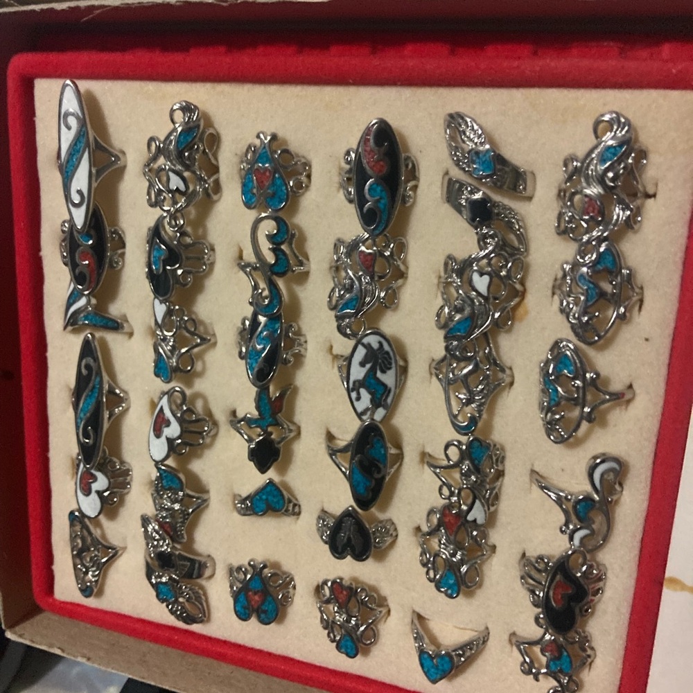 Silver and Turquoise biker rings